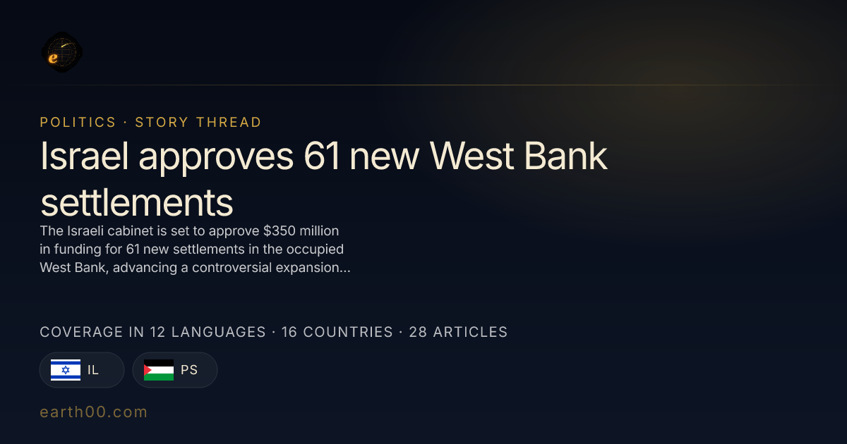 Israel approves 61 new West Bank settlements