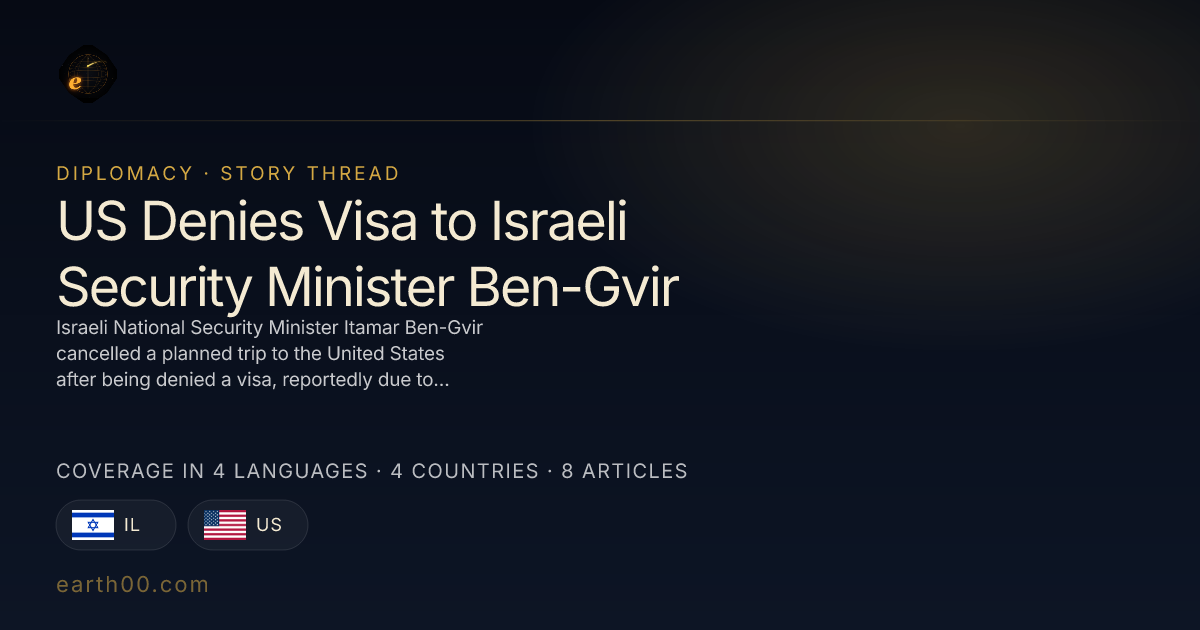 US Denies Visa to Israeli Security Minister Ben-Gvir